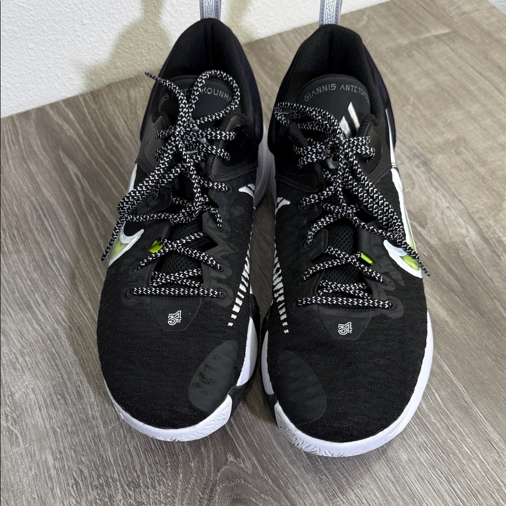 Nike Black & White Athletic Sneakers with Neon Green Swoosh - Picture 4 of 7